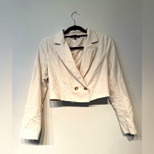 Lulus oatmeal linen cropped blazer xs